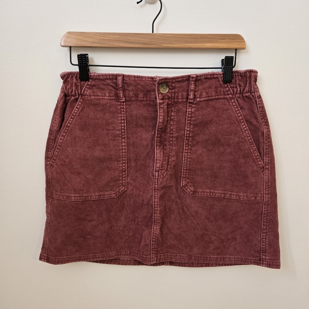 American‎ Eagle Corduroy Mini Skirt Size 6 Rust Brown Stretch Y2K